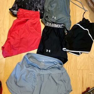 Under Armour Athletic Shorts in Black, Gray, and Red